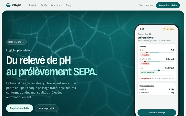 Page d’accueil de Clapo.