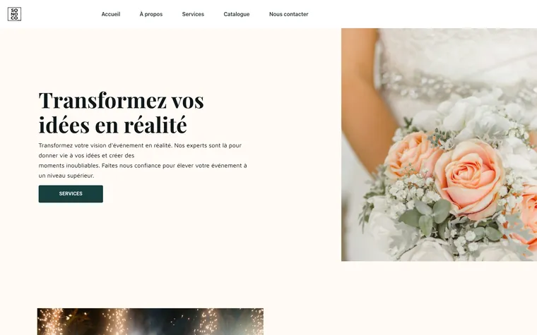 Page d’accueil de Sonoco Events.