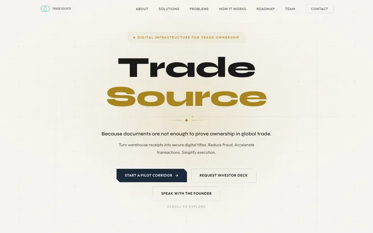 Page d’accueil de TradeSource.
